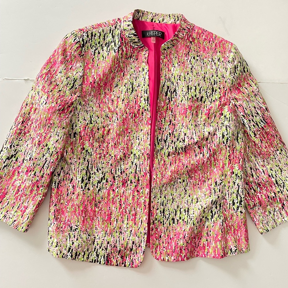 Kasper Women's Blazer Size 14 Pink Polyester Open Jacket Blazer